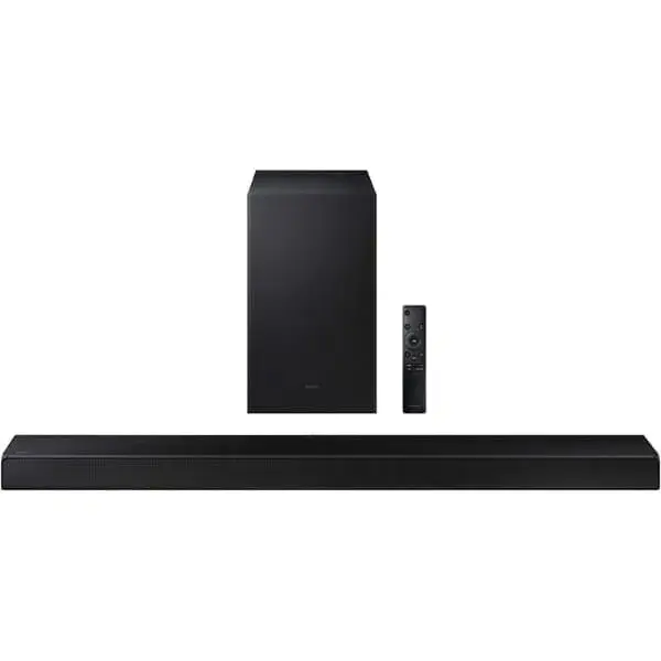 Samsung Sound Bar 200 Watt, Wireless Subwoofer, Bluetooth, USB, Dolby Digital, Black - HW-A450