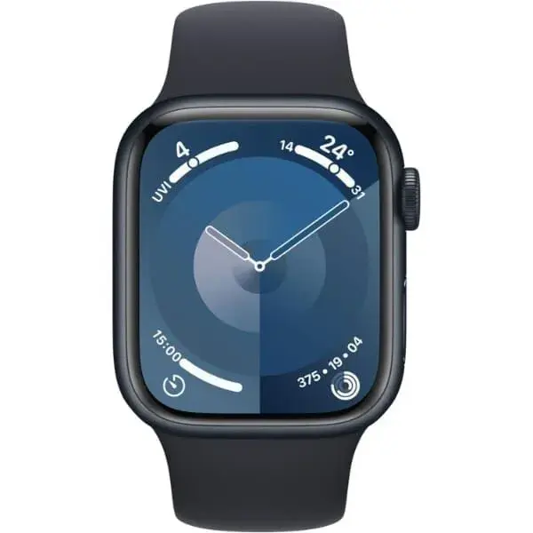 Apple Watch Series 9 GPS Aluminium Case Smart Watch With Sport Band, 45 mm, Midnight Black - MR9A3QA/A