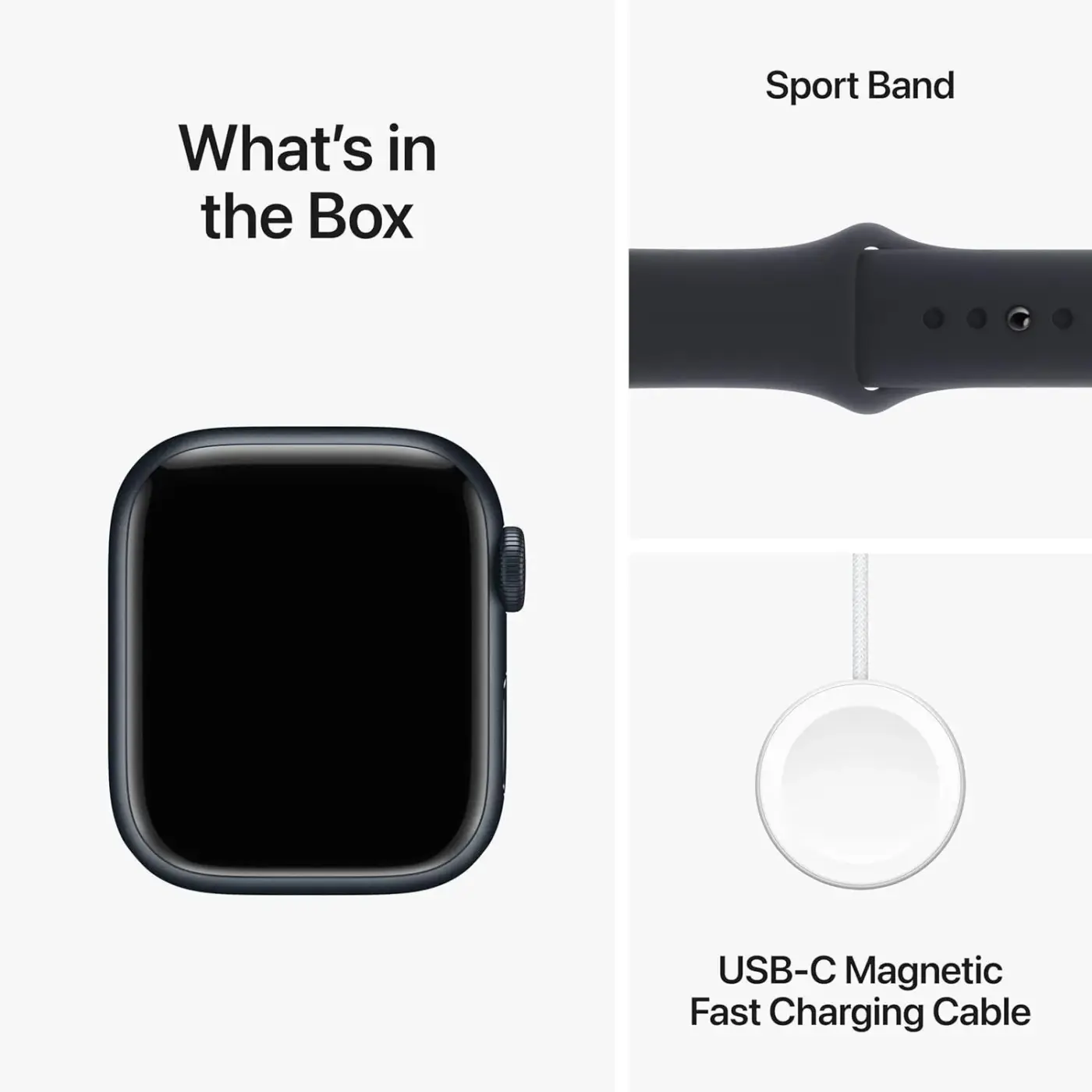 Apple Watch Series 9 GPS Aluminium Case Smart Watch With Sport Band, 45 mm, Midnight Black - MR9A3QA/A