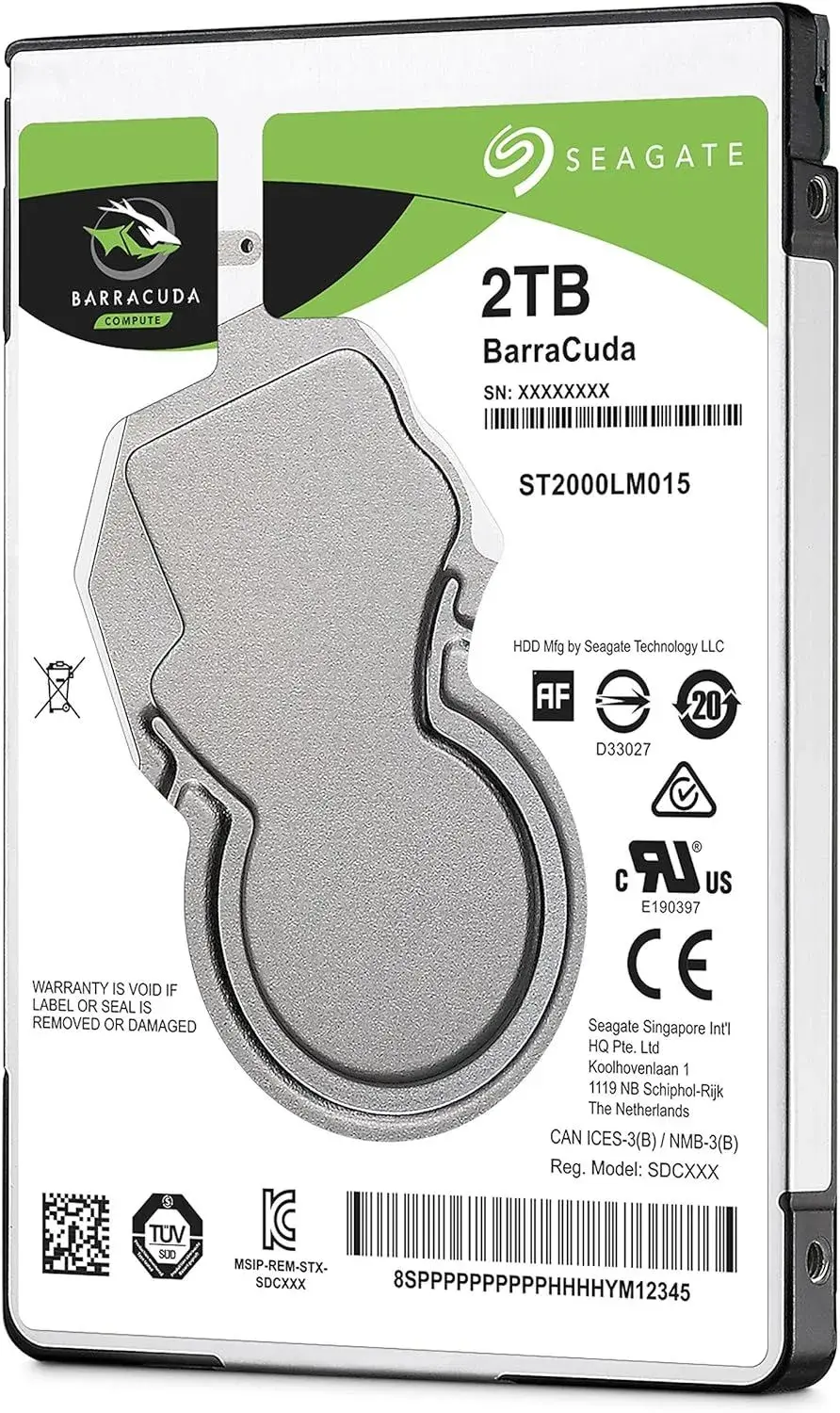 Seagate BarraCuda Slim Internal Hard Disk Drive HDD, 2TB - ST2000LM015