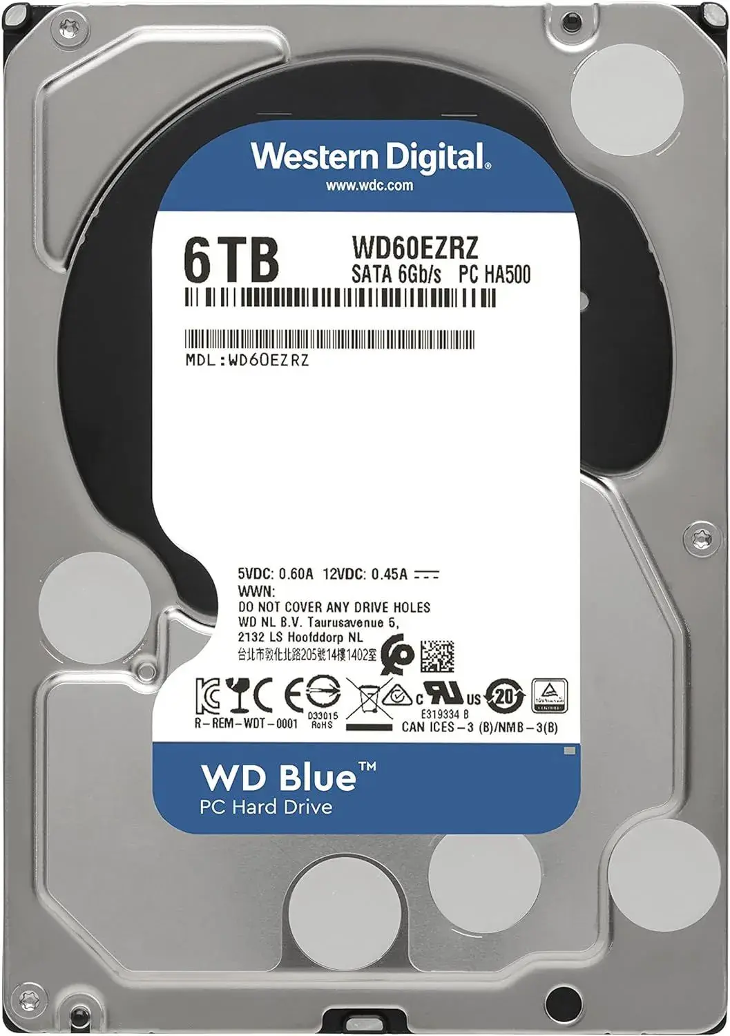 Western Digital Internal Hard Drive HDD, 6TB, Blue - WD60EZRZ