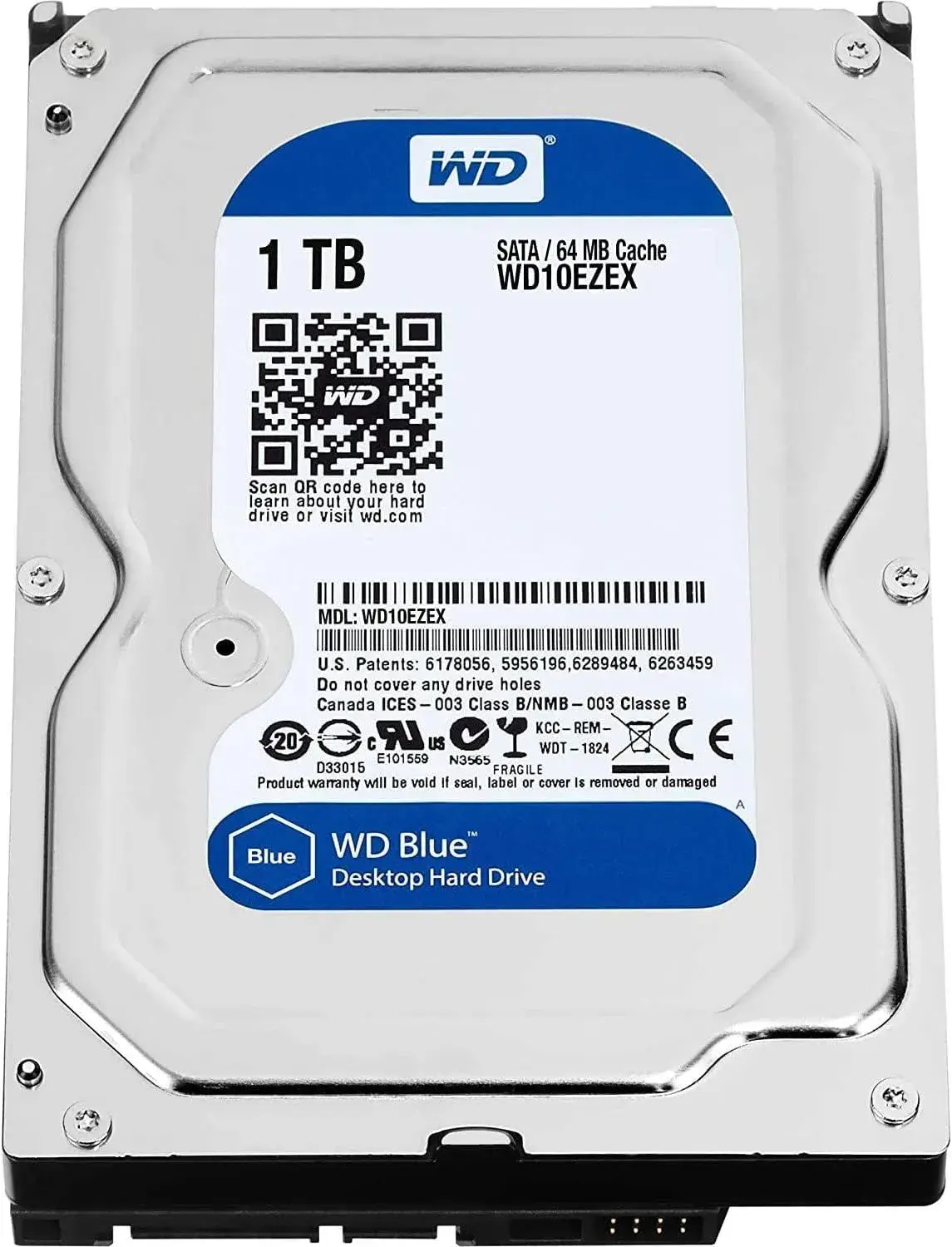 Western Digital Internal Hard Drive HDD, 1TB, Blue - WD10EZEX